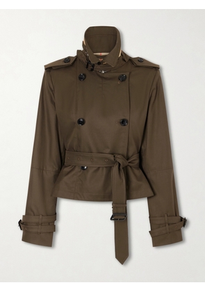 Burberry - Swarby Belted Cotton-gabardine Jacket - Green - UK 4,UK 6,UK 8,UK 10,UK 12,UK 14