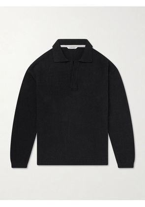 A Kind Of Guise - Marabou Knitted Organic Cotton Polo Shirt - Men - Black - S