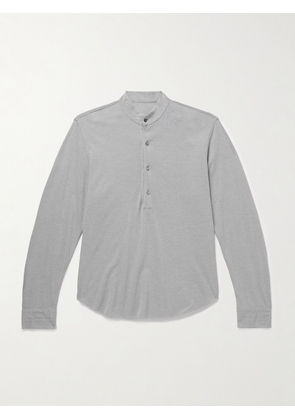 Stòffa - Cotton and Silk-Blend Piqué Henley Shirt - Men - Gray - IT 46