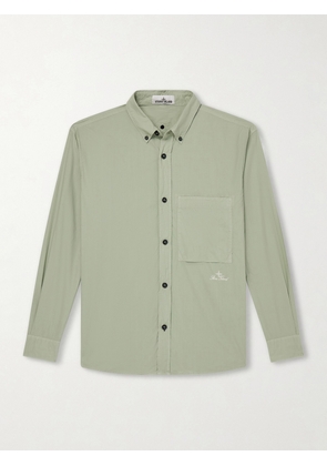 Stone Island - Button-Down Collar Logo-Embroidered Cotton Shirt - Men - Green - S