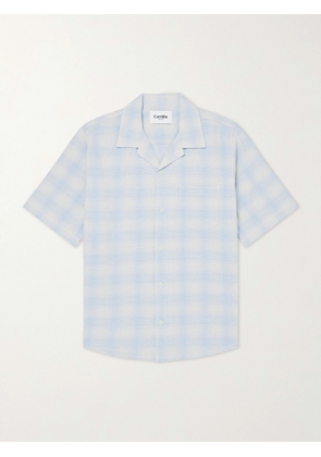 Corridor - Camp-Collar Checked Cotton and Linen-Blend Shirt - Men - Blue - S