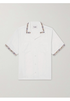 Corridor - Harmony Camp-Collar Embroidered Linen and Cotton-Blend Shirt - Men - White - S
