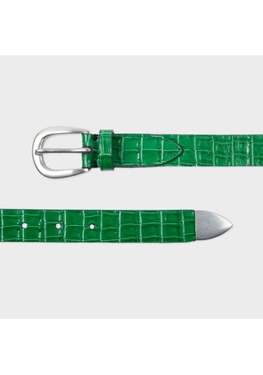 Paul Smith Green Croc-Emboss Leather Belt