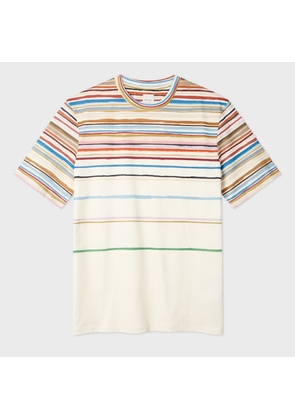 Paul Smith Ecru 'Painted Signature Stripe' T-Shirt White