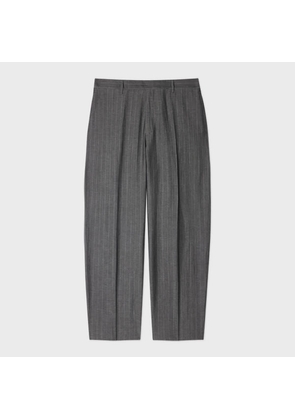Paul Smith Relaxed-Fit Grey Wool-Linen Pinstripe Trousers