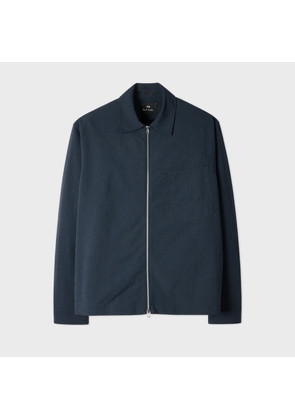 PS Paul Smith Blue Seersucker Check Zip Shirt Jacket