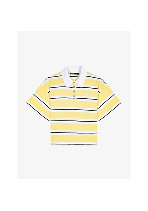 Womens Maje Striped Cropped Knitted Polo Shirt