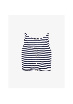 Womens Maje Striped Scoop-Neck Woven Top