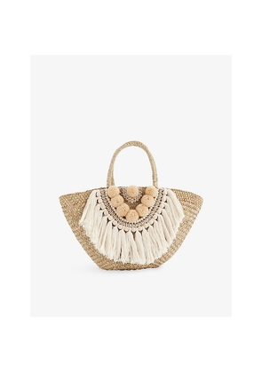 Womens Boutique Bonita The Bohemian Straw Basket Bag