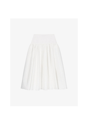 Womens Maje Flared High-Rise Taffeta Midi Skirt