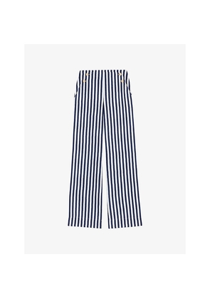 Womens Maje Striped Wide-Leg Woven Trousers
