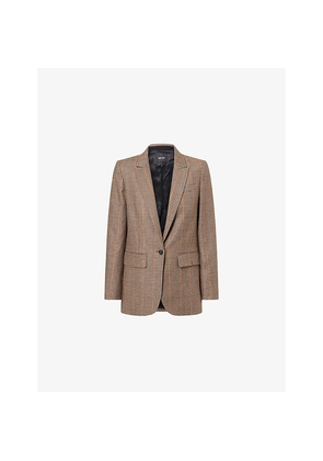 Womens Me And Em Check Single-Breasted Woven Blazer