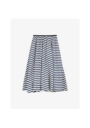 Womens Maje Striped Elasticated-Waist Woven Midi Skirt