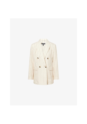 Womens Rag & Bone Emile Stripe Cotton-Linen Blend Blazer
