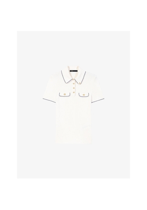 Womens Maje Short-Sleeved Ribbed Knitted Polo Shirt