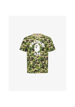 Mens A Bathing Ape Camo-Print College Cotton T-Shirt