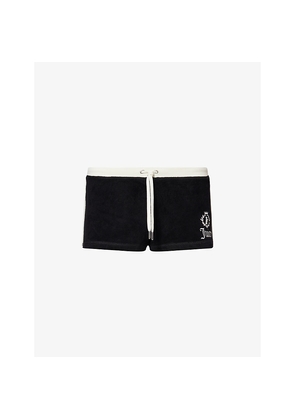Womens Juicy Couture Logo-Appliquéd Cotton-Terry Shorts