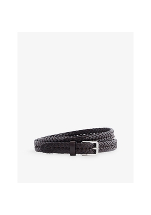 Mens Tom Ford Woven Leather Bevelled-Buckle Belt