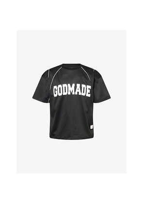 Mens Godmade Logo-Print Perforated Jersey T-Shirt