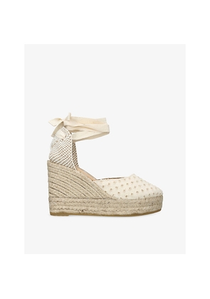 Womens Manebi Cut-Out Cotton-Canvas Wedge Espadrilles