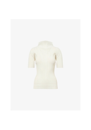Womens Pleats Please Issey Miyake Mock-Neck Pleated Knit Top