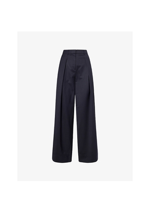 Womens Me And Em Extreme Tapered-Leg Pleated Wool Trousers