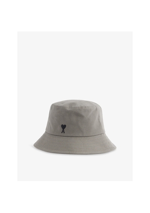 Mens Ami Paris Tonal Embroidered-Logo Cotton Bucket Hat