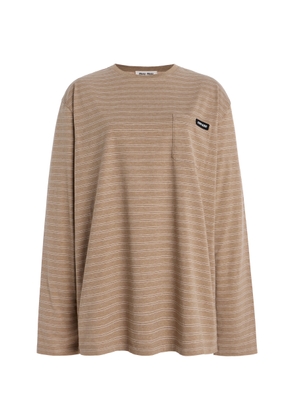 Miu Miu Oversized Striped Cotton Jersey T-Shirt - Moda Operandi