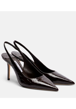 Jimmy Choo Love croc-effect leather slingback pumps
