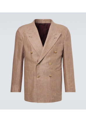Rubinacci Herringbone linen and wool blazer