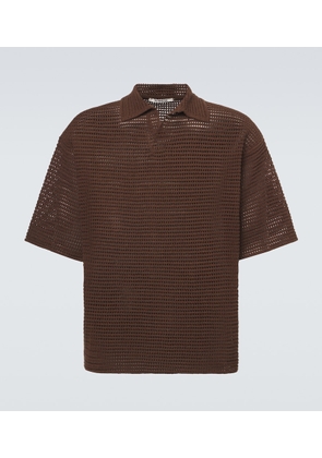 Auralee Open-knit cotton and silk polo sweater