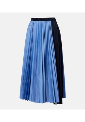 Sacai Striped cotton-blend poplin midi skirt