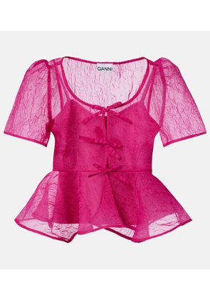 Ganni Organza peplum top