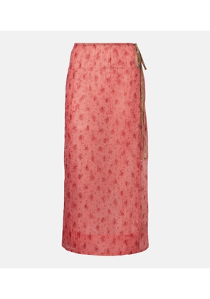 Ganni Printed organza wrap skirt