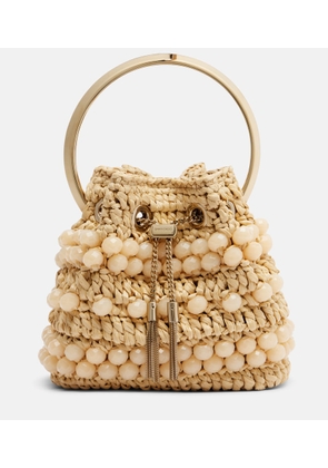 Jimmy Choo Bon Bon Small beaded raffia bucket bag