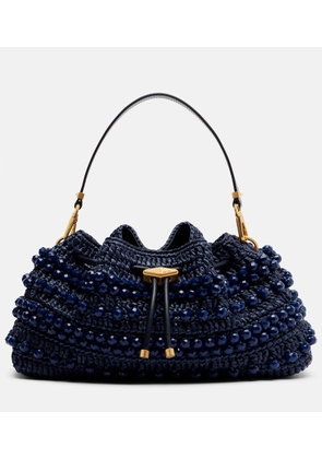 Jimmy Choo Cinch Medium beaded raffia tote bag