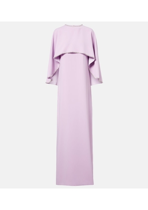 Costarellos Crystal-embellished caped gown