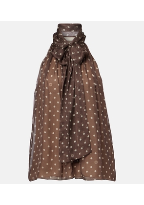 Elie Saab Polka-dot tie-neck silk chiffon top