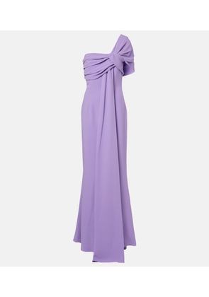 Elie Saab Draped one-shoulder silk-blend cady gown