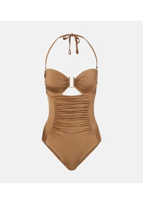 Max Mara Curva ruched halterneck swimsuit