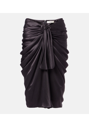 Chloe Gathered silk satin midi skirt