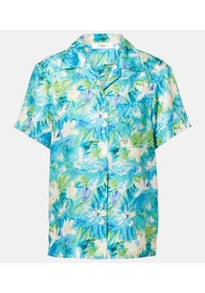 Chloe Floral cotton-blend bowling shirt