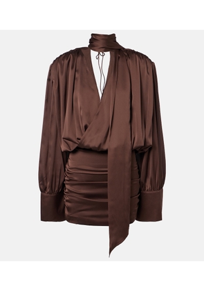 Rotate Ruched crepe de chine minidress