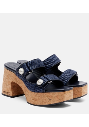 Jimmy Choo Fayence raffia-effect platform sandals