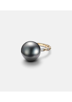 Suzanne Kalan 18kt gold ring with pearl and diamonds
