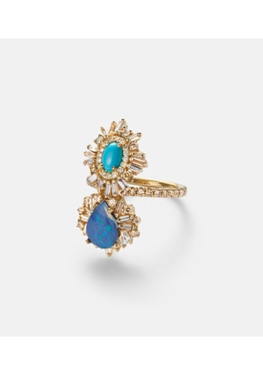 Suzanne Kalan 18kt gold (750/1000) ring with gemstones