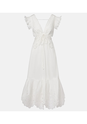 Farm Rio Broderie anglaise cotton midi dress