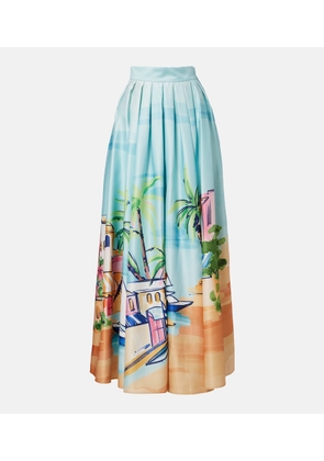 Leo Lin Printed satin maxi skirt