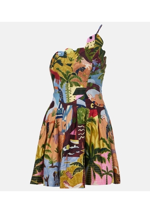 Farm Rio Tropical Painting printed cotton minidress