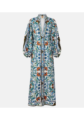 Farm Rio Flora Tile linen-blend maxi dress